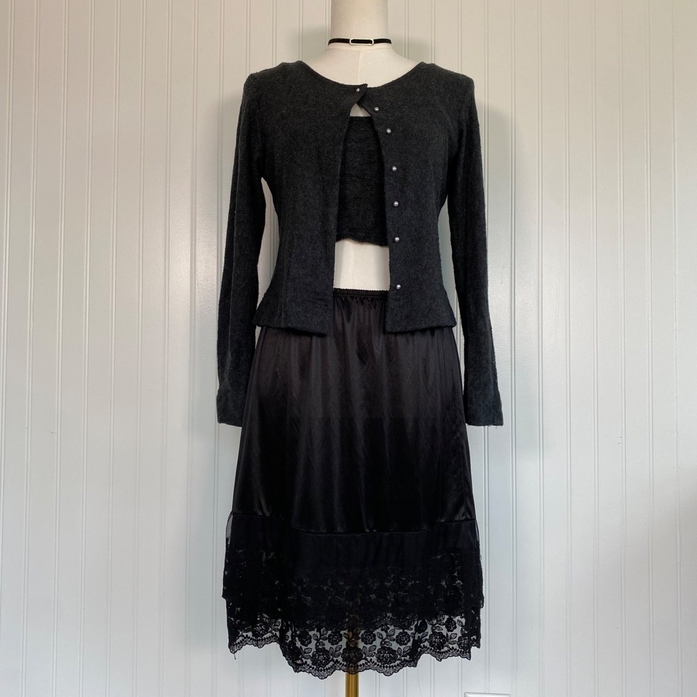 O2‎ Collection Lace Trimmed Whimsigoth Slip Skirt Size XL Dark Romantic Goth